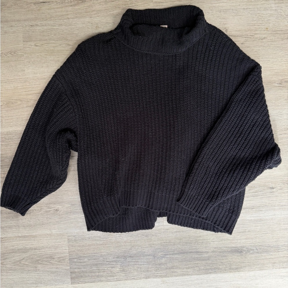 Free People Black Cowl Neck Sweater